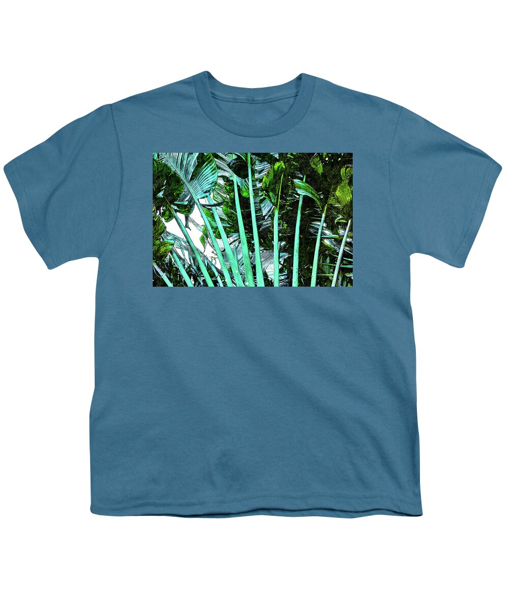 Palm Tree Youth T-Shirt featuring the mixed media Palm Tree Fronds by Pamela Williams