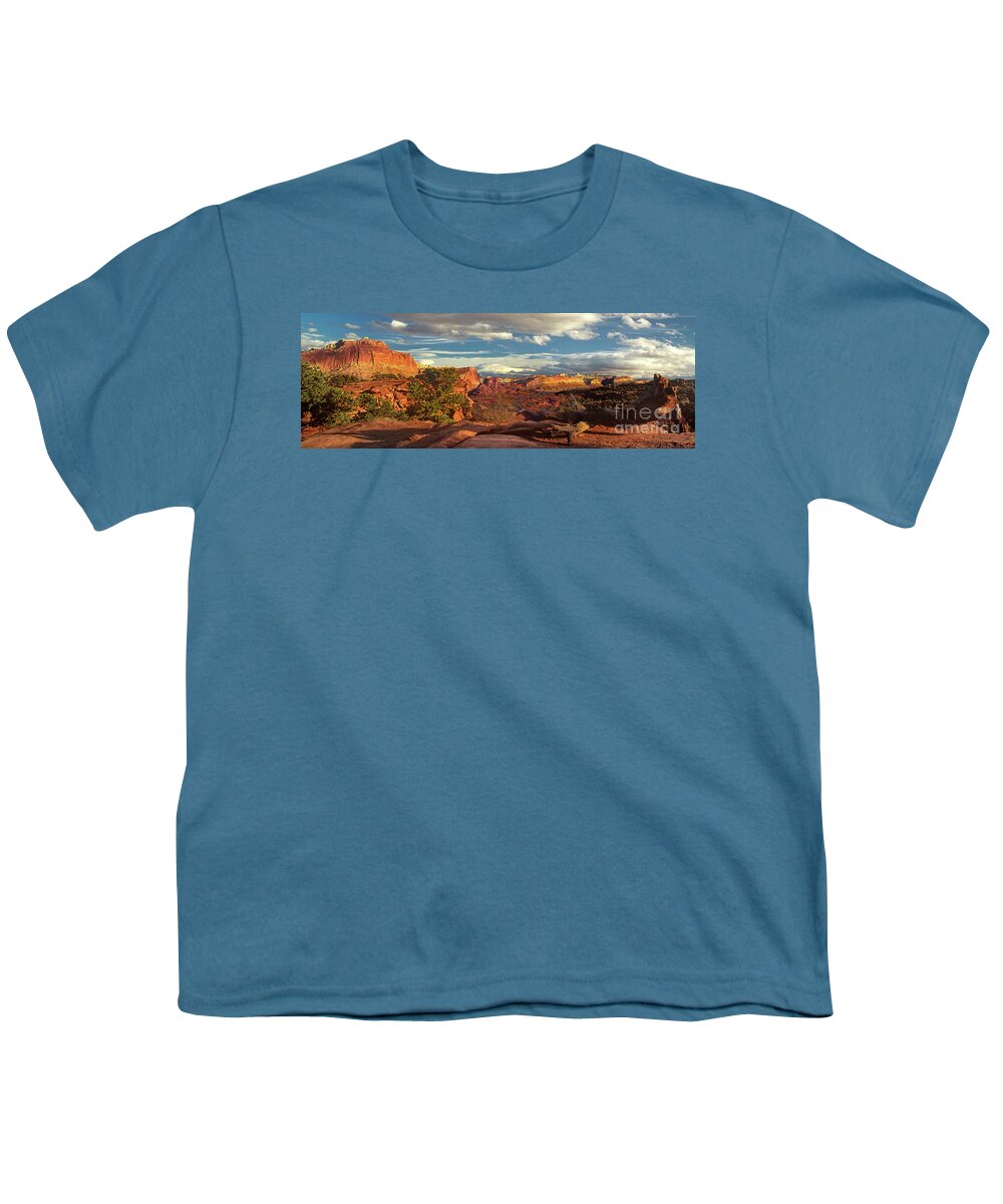 Dave Welling Youth T-Shirt featuring the photograph Panorama Near Waterpocket Fold Capitol Reef National Park by Dave Welling