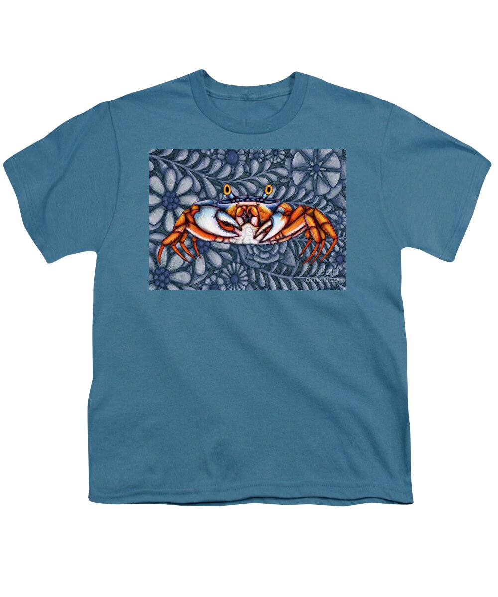 Crab Youth T-Shirt featuring the painting Patriot Crab Tapestry by Amy E Fraser