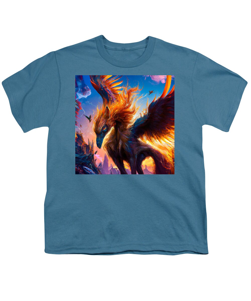 Digital Youth T-Shirt featuring the digital art Phoenix The Vicious by Beverly Read