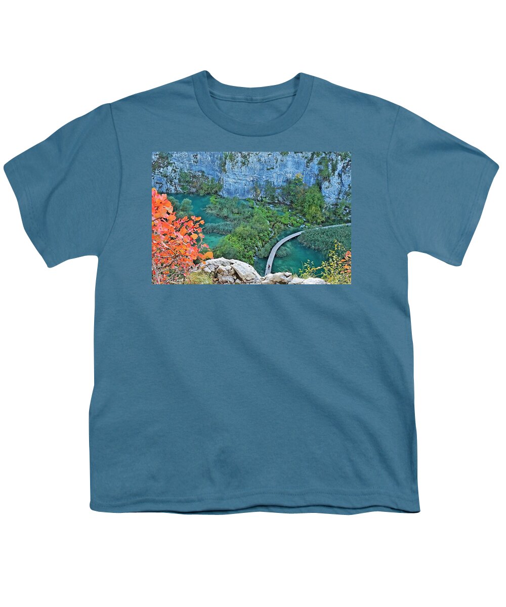 Plitvice Lakes Youth T-Shirt featuring the photograph Plitvice Lakes View From Above by Yvonne Jasinski