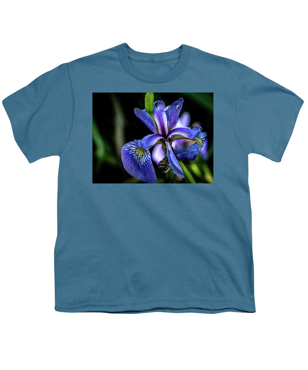 Closeup Youth T-Shirt featuring the photograph Purple Iris Flower by Louis Dallara