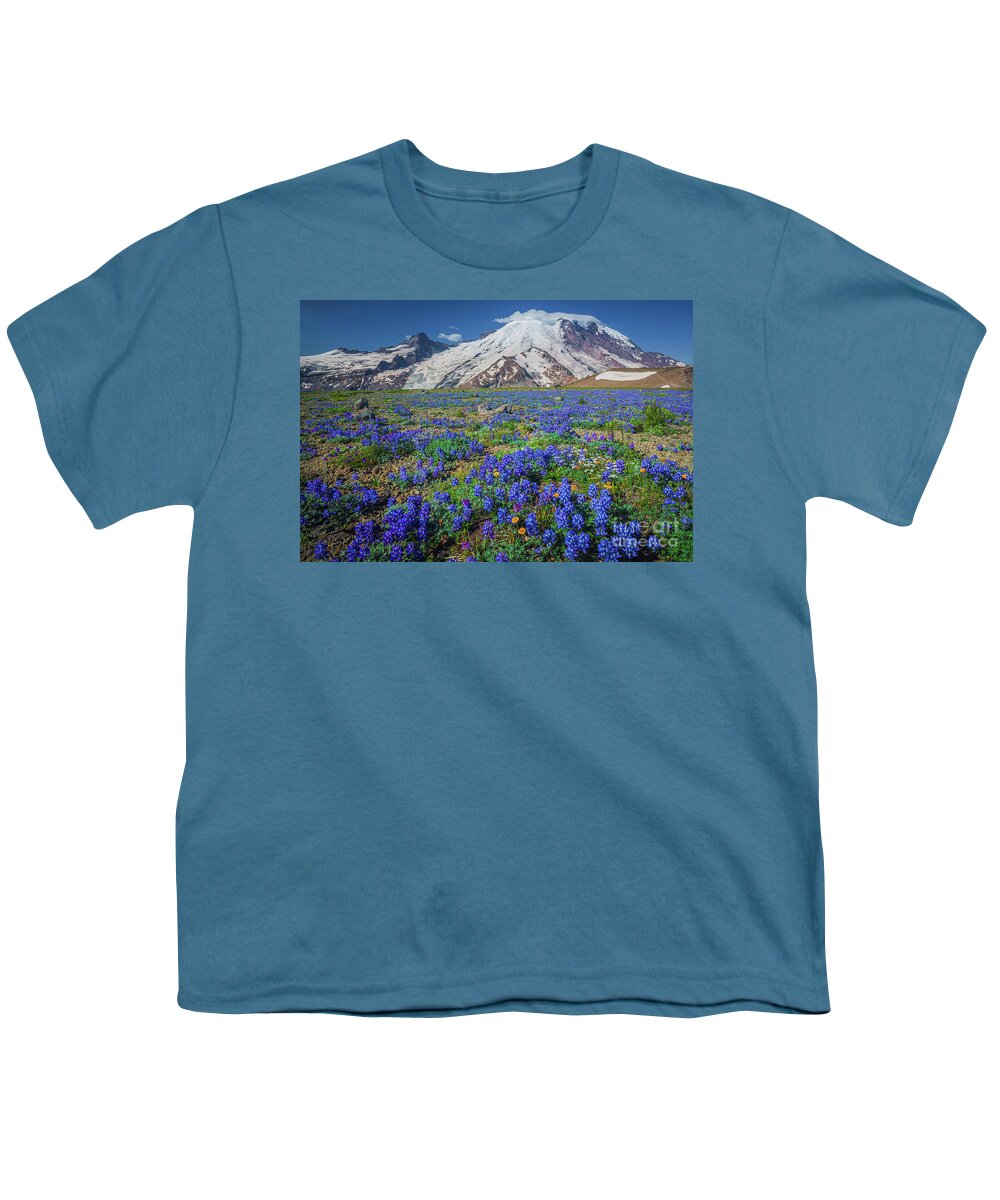 America Youth T-Shirt featuring the photograph Rainier Lupines by Inge Johnsson