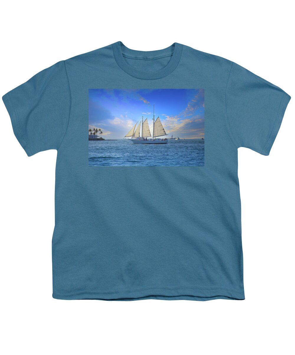 Sailboat Youth T-Shirt featuring the photograph Sailing Fun in Key West by Mark Andrew Thomas