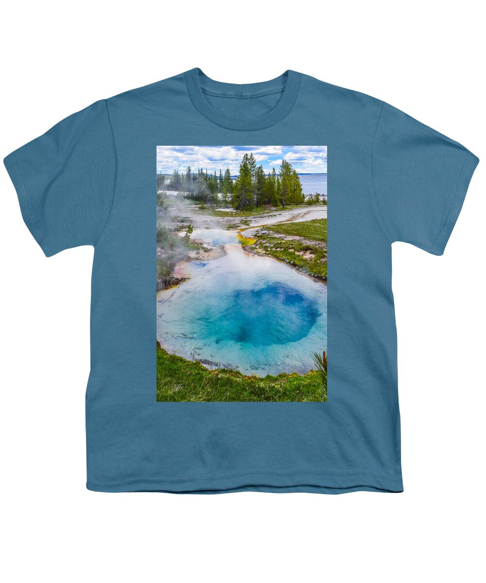 Seismograph Youth T-Shirt featuring the photograph Seismograph Pool - Yellowstone National Park by Bonny Puckett