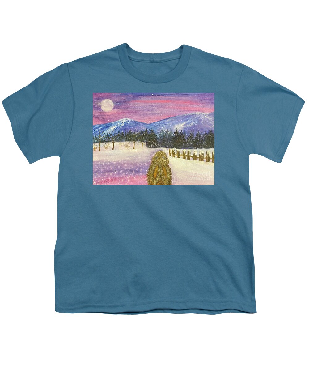 Snow Youth T-Shirt featuring the painting Snow Bunny by Lisa Neuman