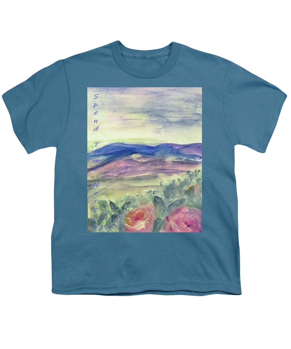 Watercolor Youth T-Shirt featuring the painting Spend Time Here by Lisa Kaiser