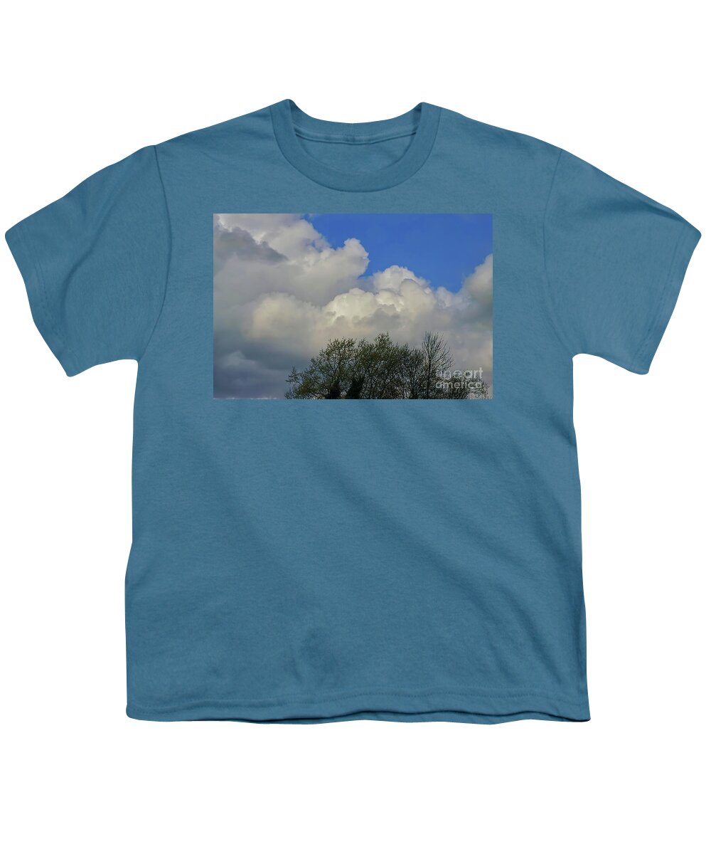 Digital Art Youth T-Shirt featuring the photograph Spring clouds at Chadderton Hall Park Manchester UK by Pics By Tony