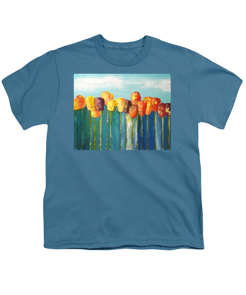 Flower Youth T-Shirt featuring the mixed media Stand Outs by Linda Bailey