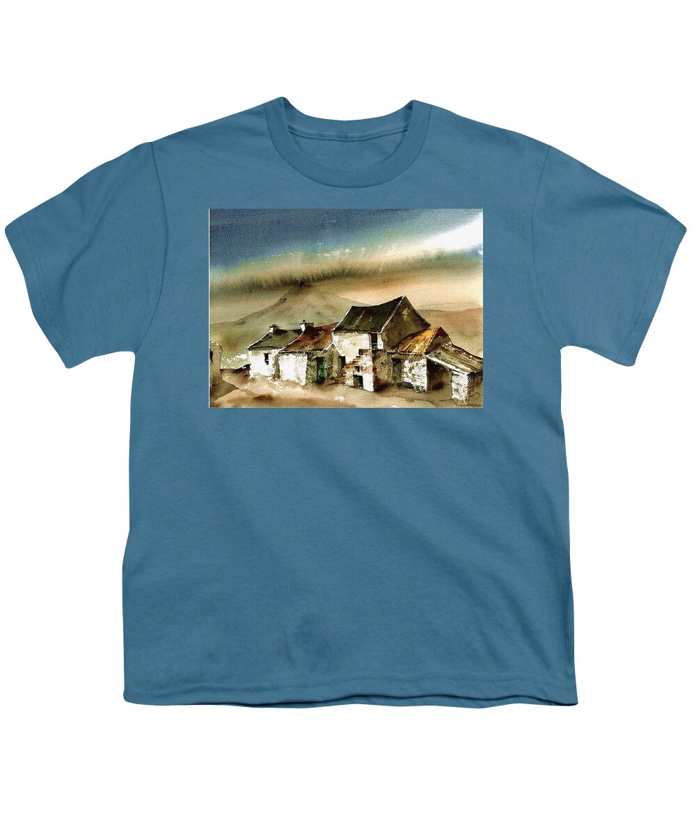  Youth T-Shirt featuring the painting The 2 storey cottage, Errigal, Donegal by Val Byrne