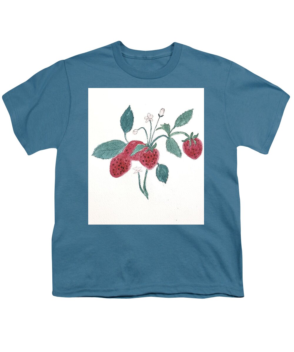  Youth T-Shirt featuring the painting Strawberries by Margaret Welsh Willowsilk