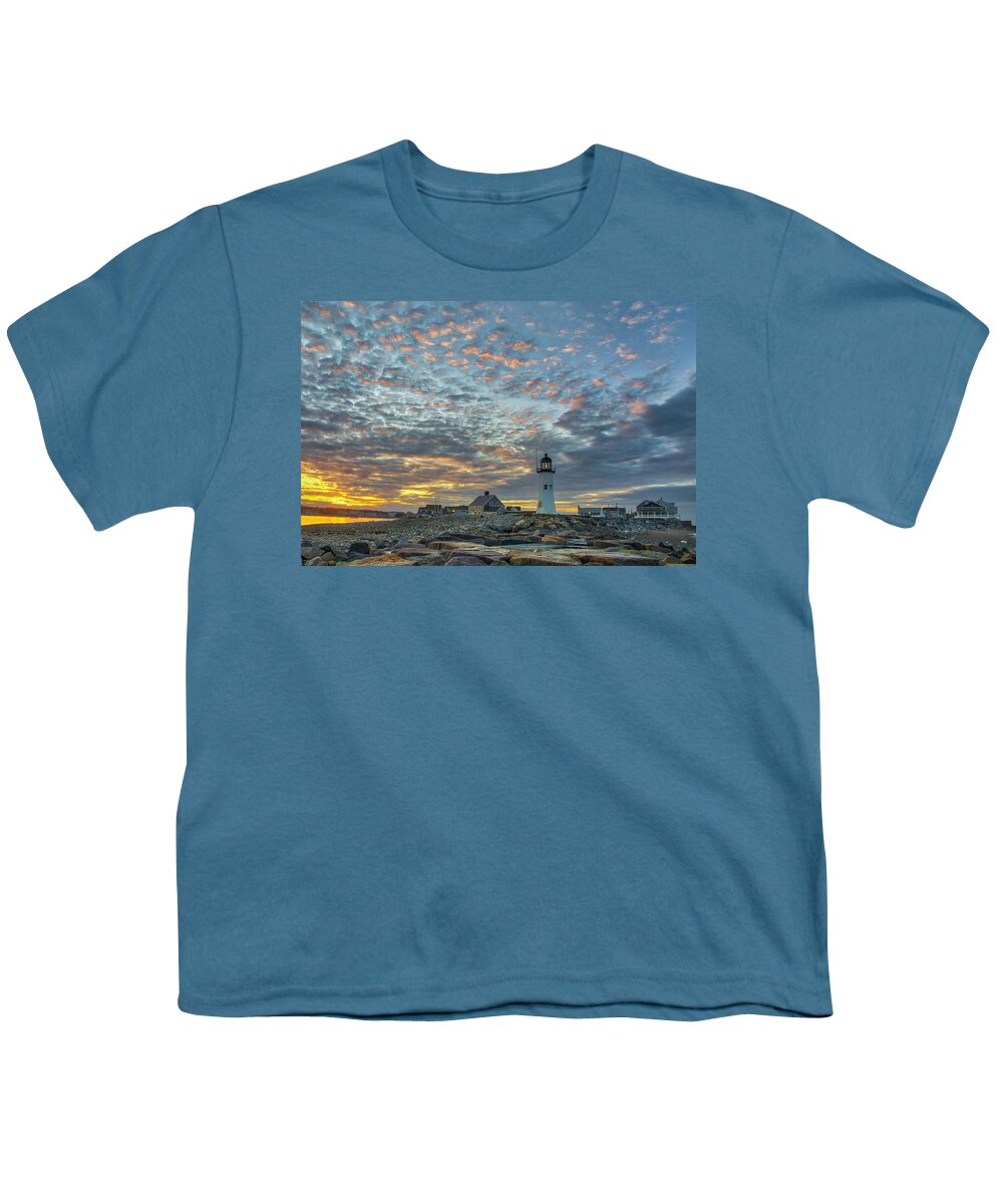Sunset Youth T-Shirt featuring the photograph Sunset Bliss at Scituate Lighthouse by Juergen Roth