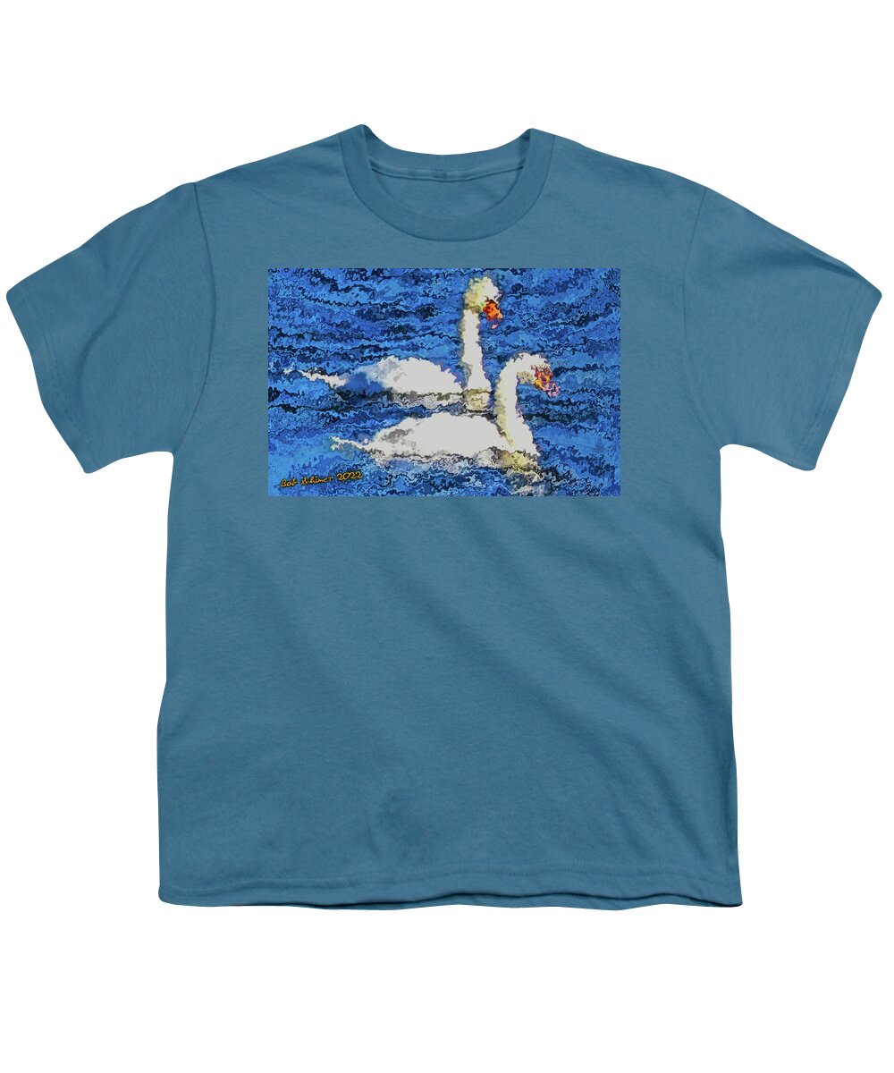Swan Bird Nature Youth T-Shirt featuring the digital art Swans by Bob Shimer