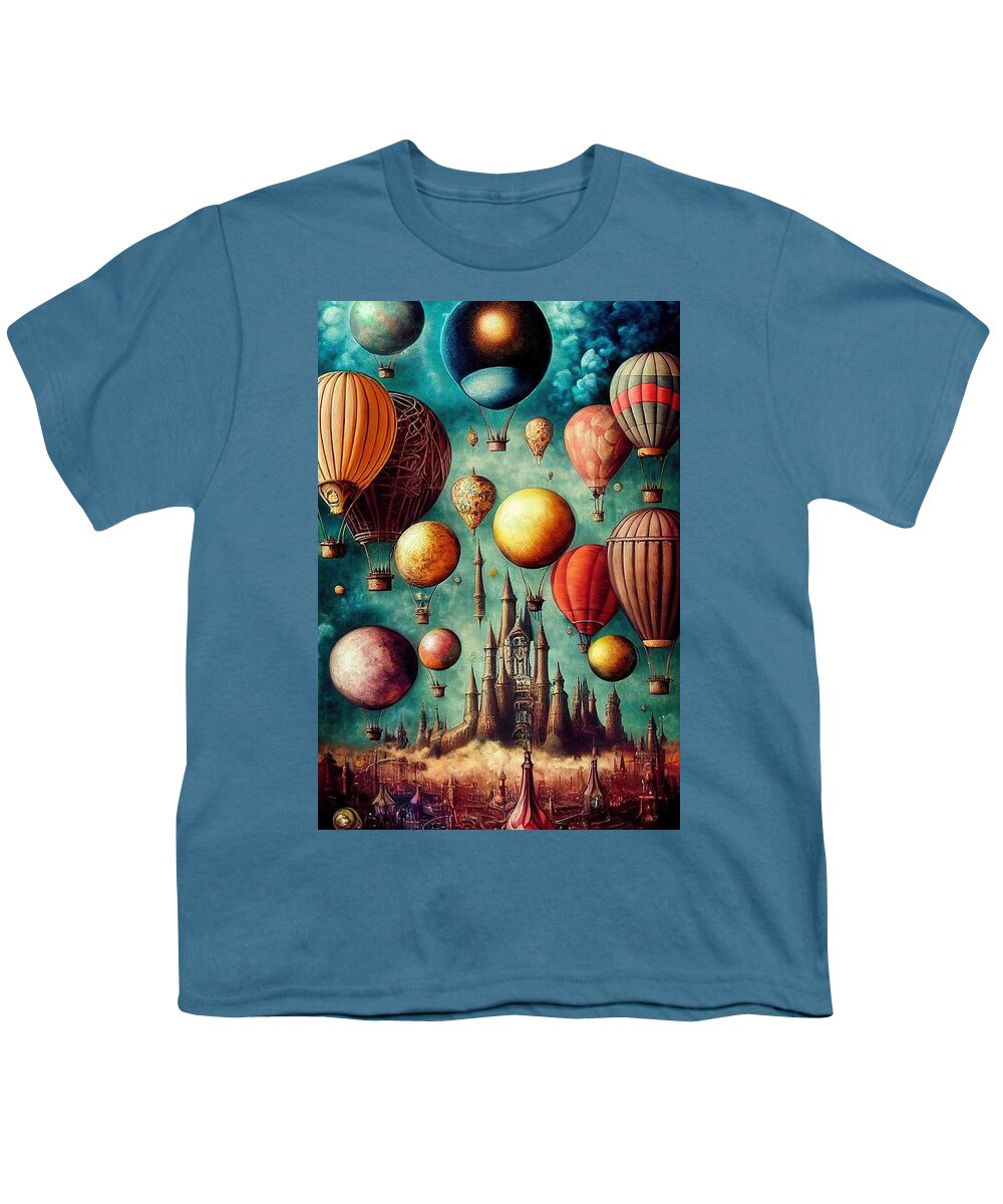 Hot Air Balloons Youth T-Shirt featuring the digital art Taking Flight #2 by Nickleen Mosher