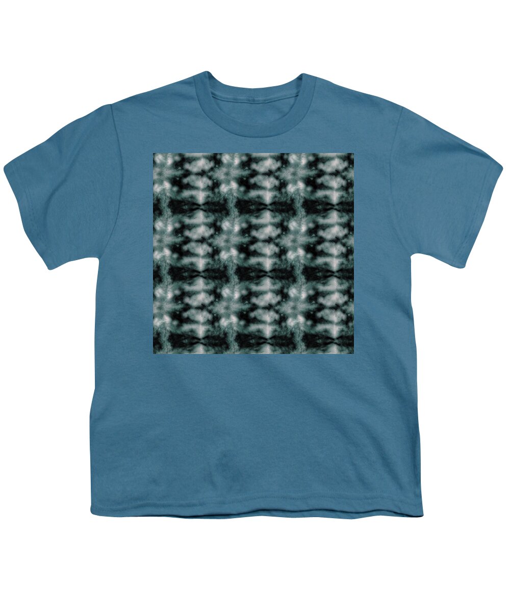 Shibori Youth T-Shirt featuring the digital art Teal Shibori Dyed Pattern by Sand And Chi