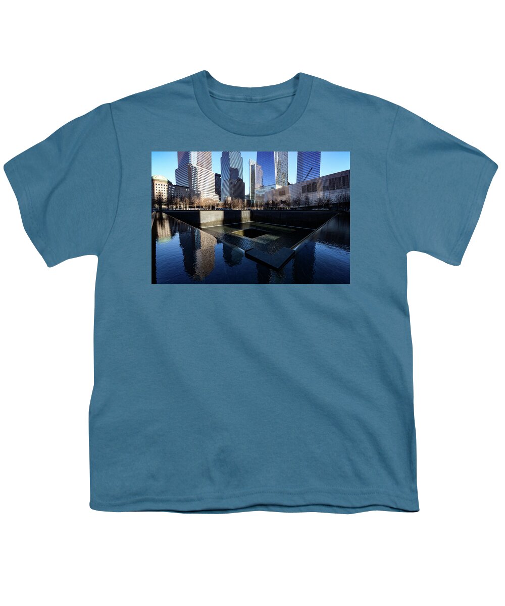 9/11 Youth T-Shirt featuring the photograph For The Survivors - Ground Zero, 9/11 Memorial. New York City by Earth And Spirit