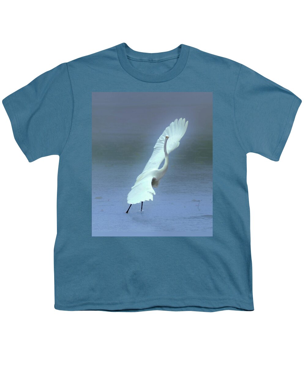 Faune Youth T-Shirt featuring the photograph The Great dancing Egret by Carl Marceau