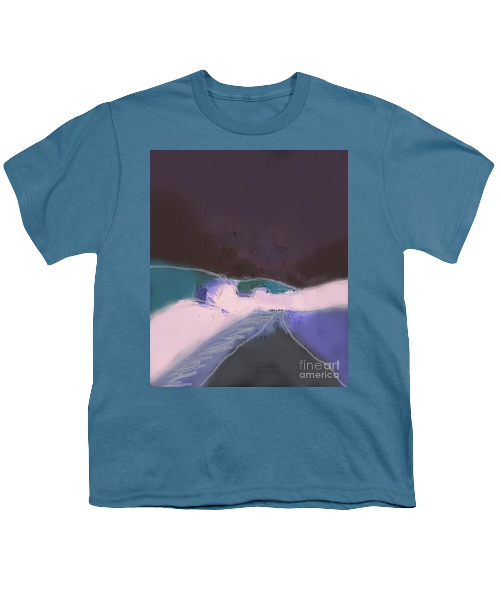 Abstract Landscape Youth T-Shirt featuring the painting Through the purple darkness by Vesna Antic