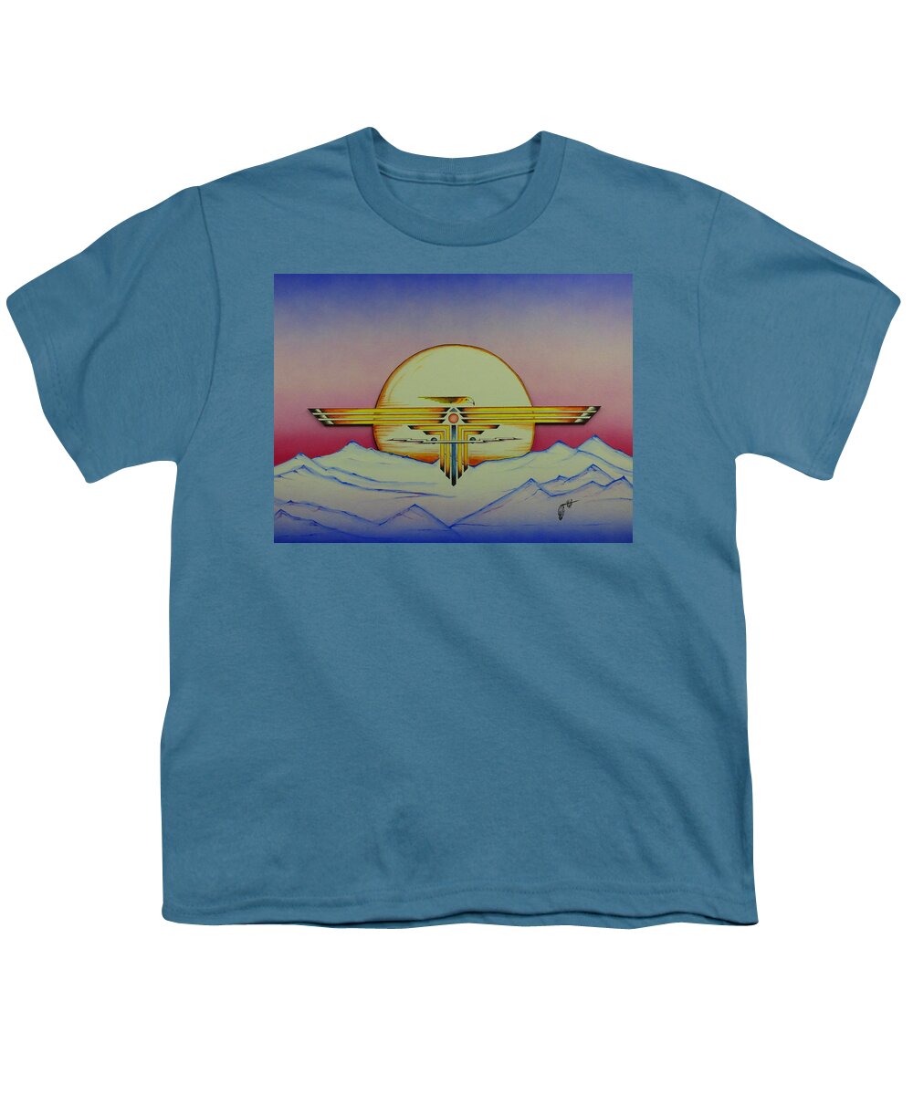 Thunderbird Youth T-Shirt featuring the mixed media Thunderbird by Kem Himelright