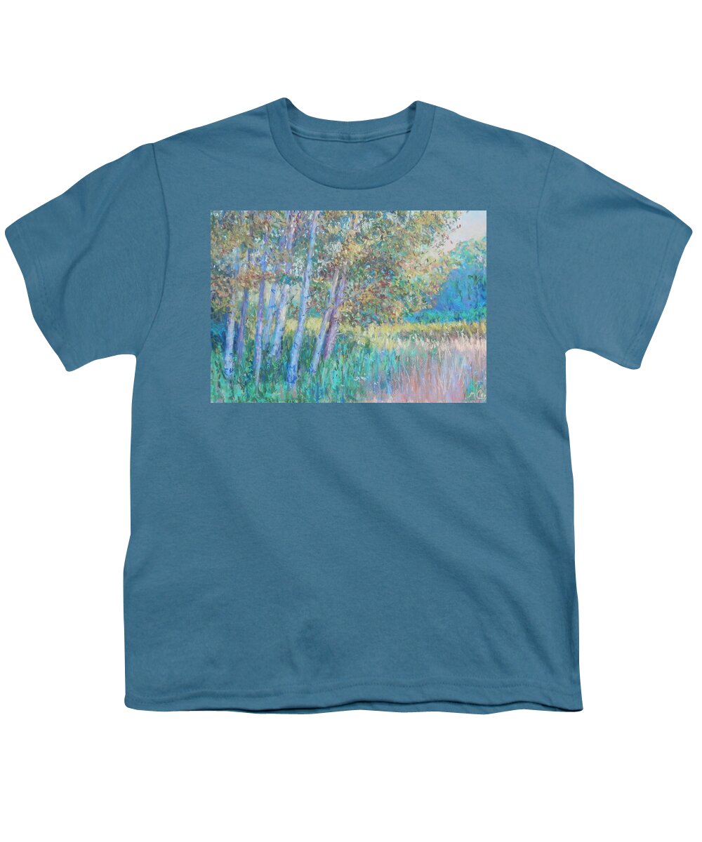 Nature Youth T-Shirt featuring the painting Trees and Grasses by Michael Camp