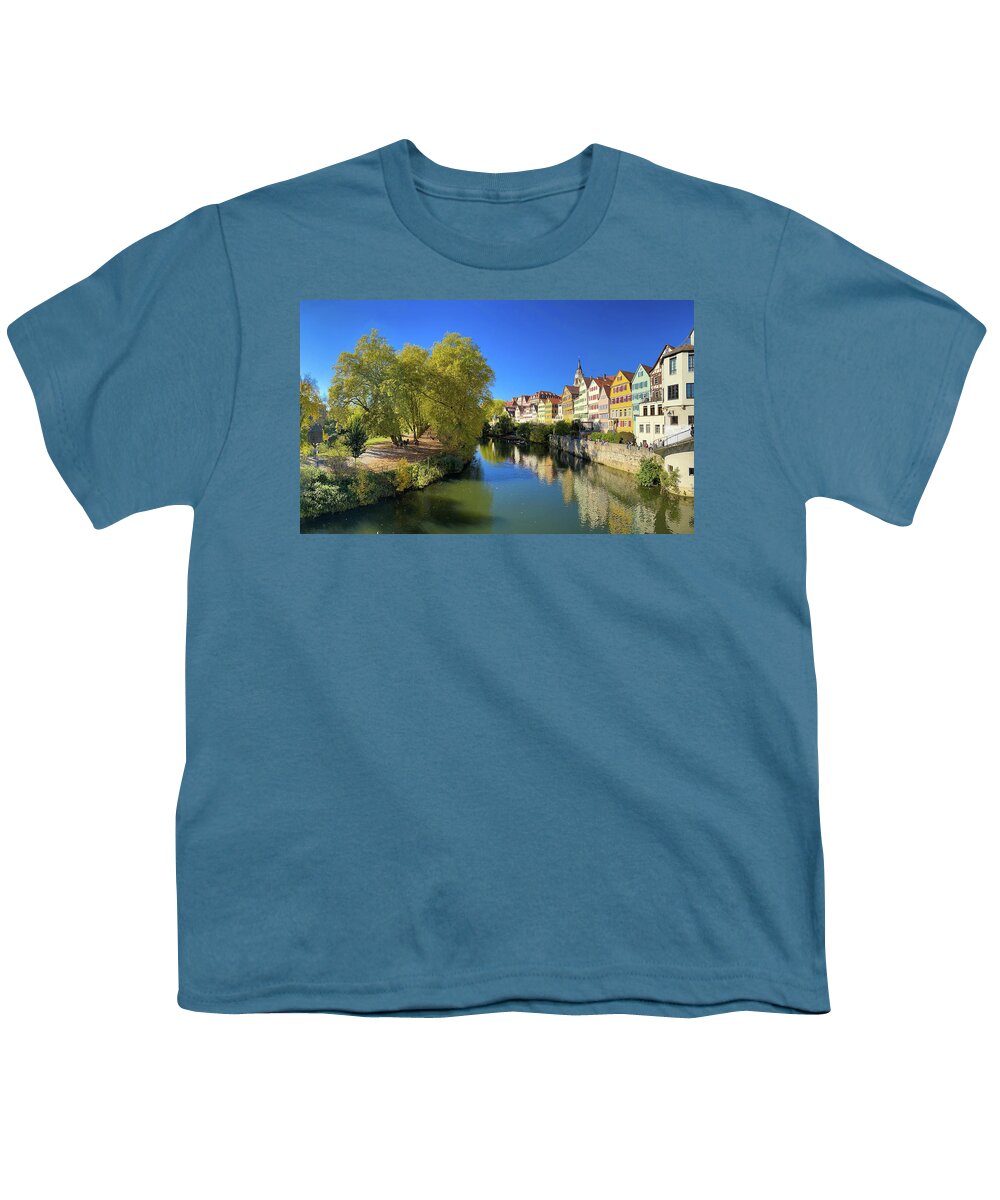 Tuebingen Youth T-Shirt featuring the photograph Tuebingen Germany Neckarfront Panorama by Matthias Hauser