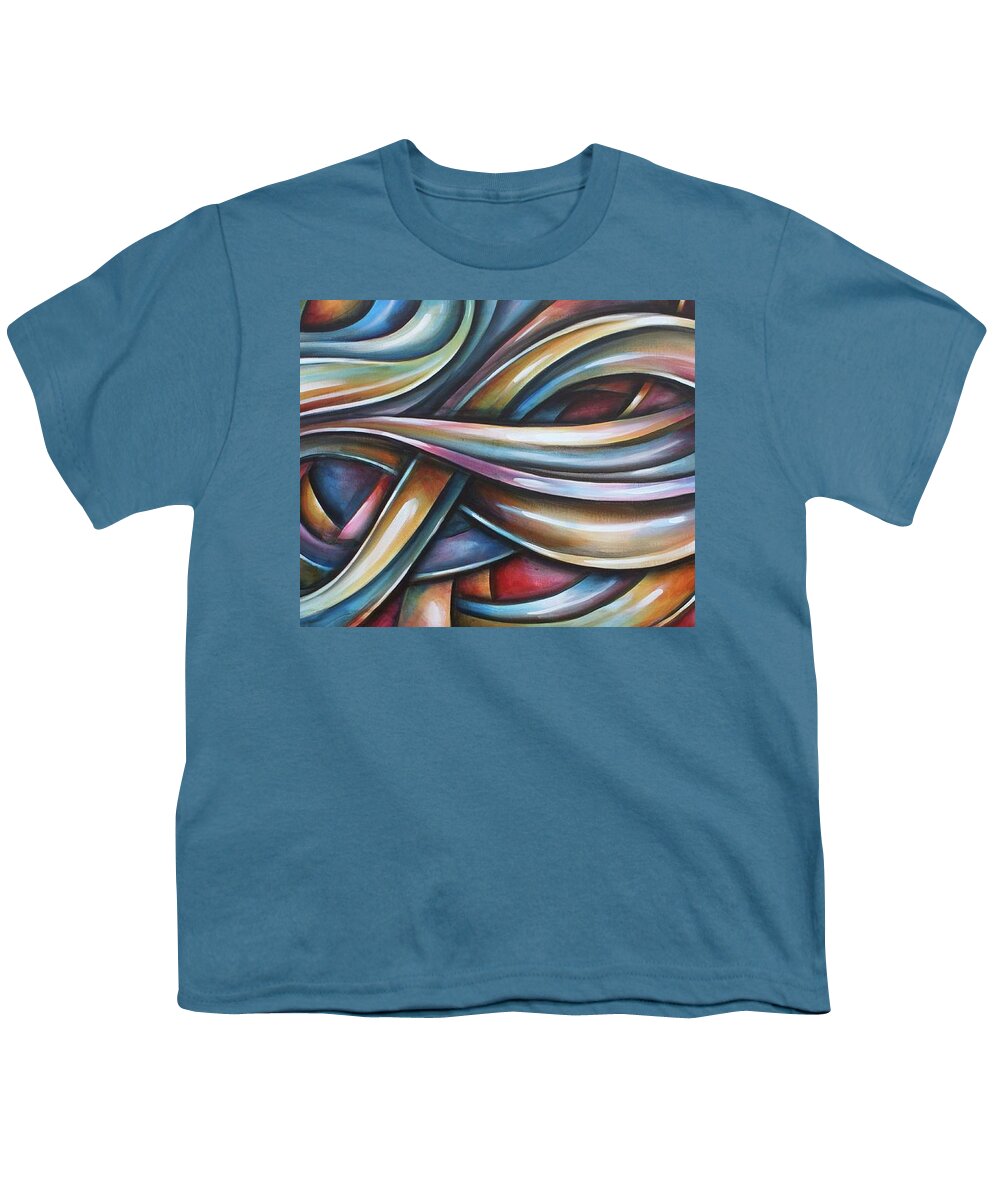 Abstract Design Youth T-Shirt featuring the painting 'Twisted' by Michael Lang