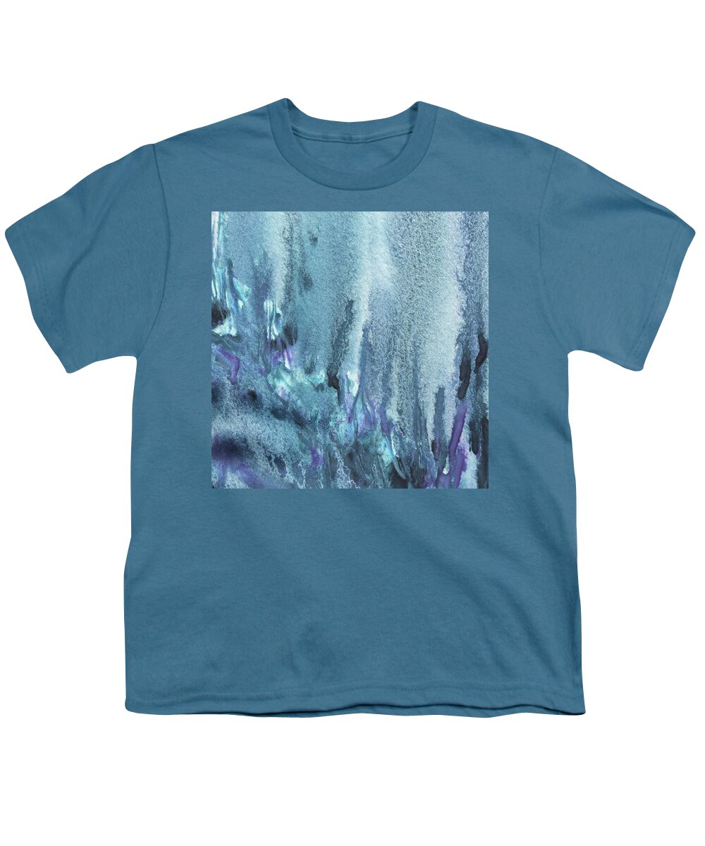 Blue Youth T-Shirt featuring the painting Under The Sea Mystery Blue And Purple Watercolor by Irina Sztukowski