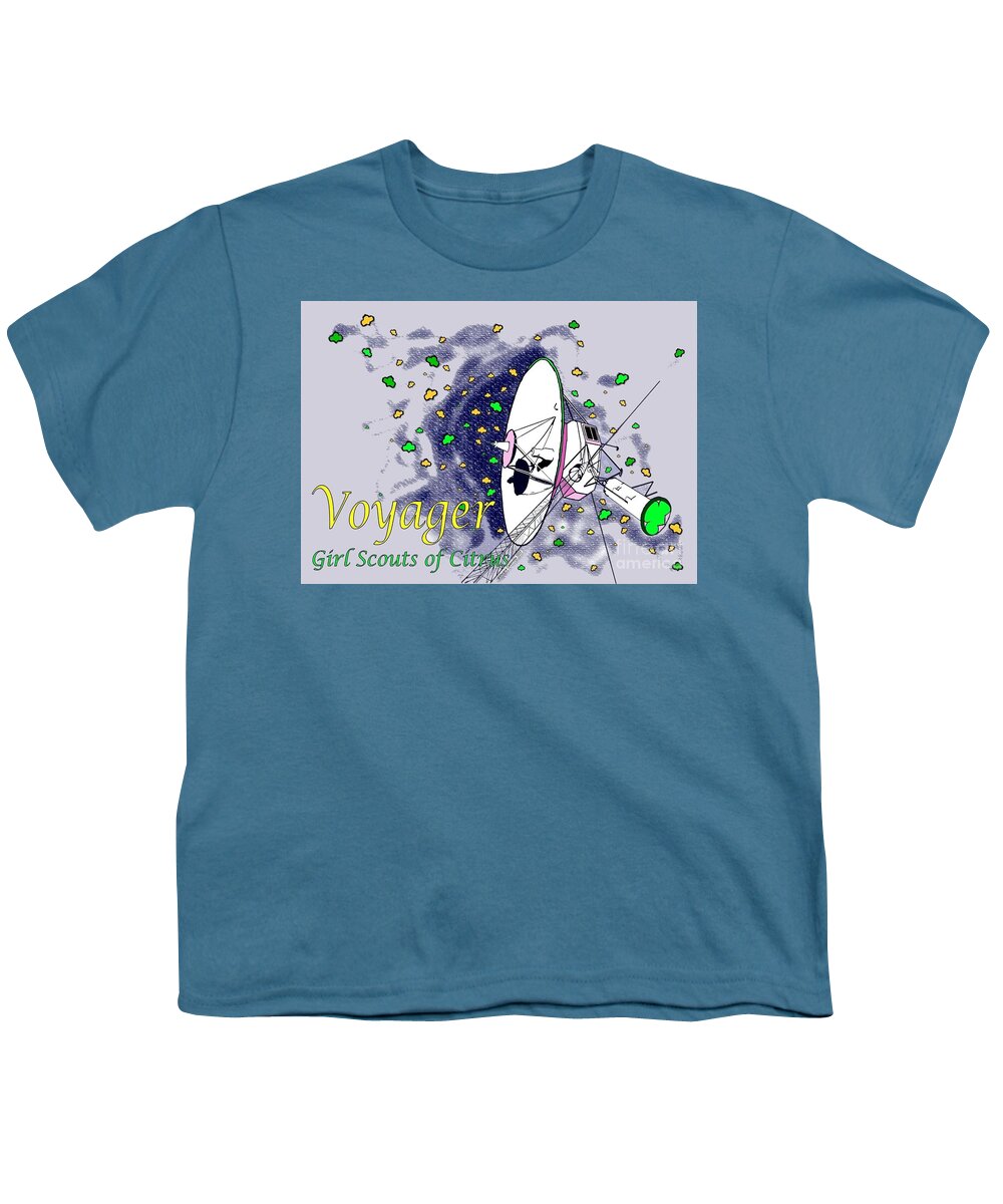 Girl Scout Youth T-Shirt featuring the digital art Voyager card by Merana Cadorette