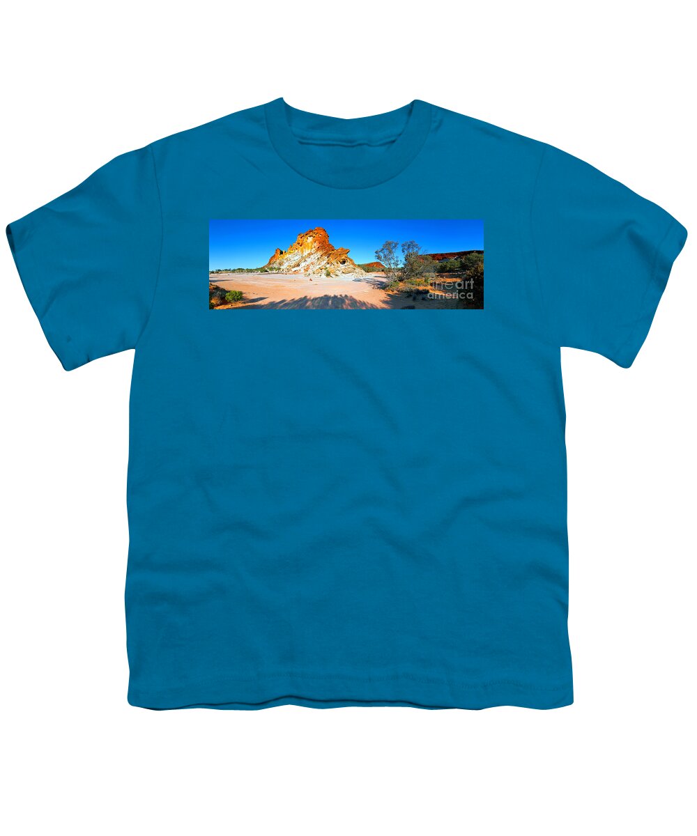 Rainbow Valley Outback Landscape Central Australia Australian Northern Territory Panorama Panoramic Clay Pan Dry Arid Youth T-Shirt featuring the photograph Rainbow Valley #18 by Bill Robinson