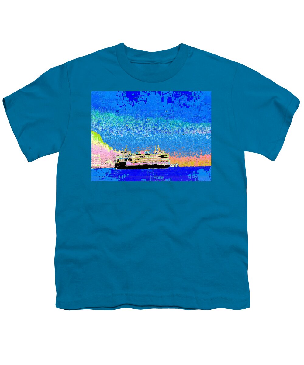 Abstract Youth T-Shirt featuring the digital art A Wonderful Day On The Sound by Tim Allen