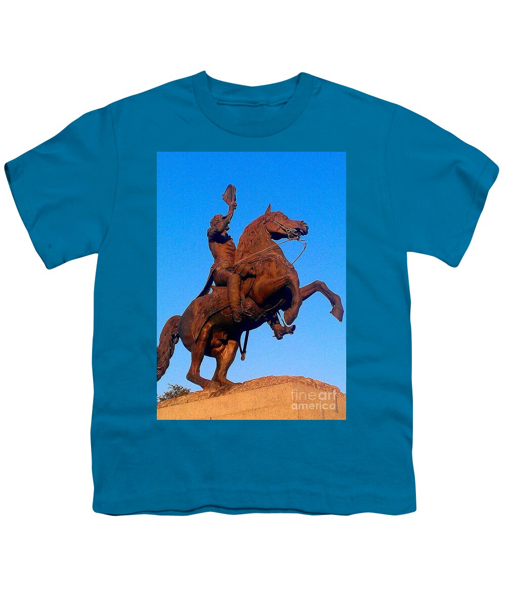 Andrew Jackson Youth T-Shirt featuring the photograph Andrew Jackson New Orleans St Louis Catheral by Saundra Myles