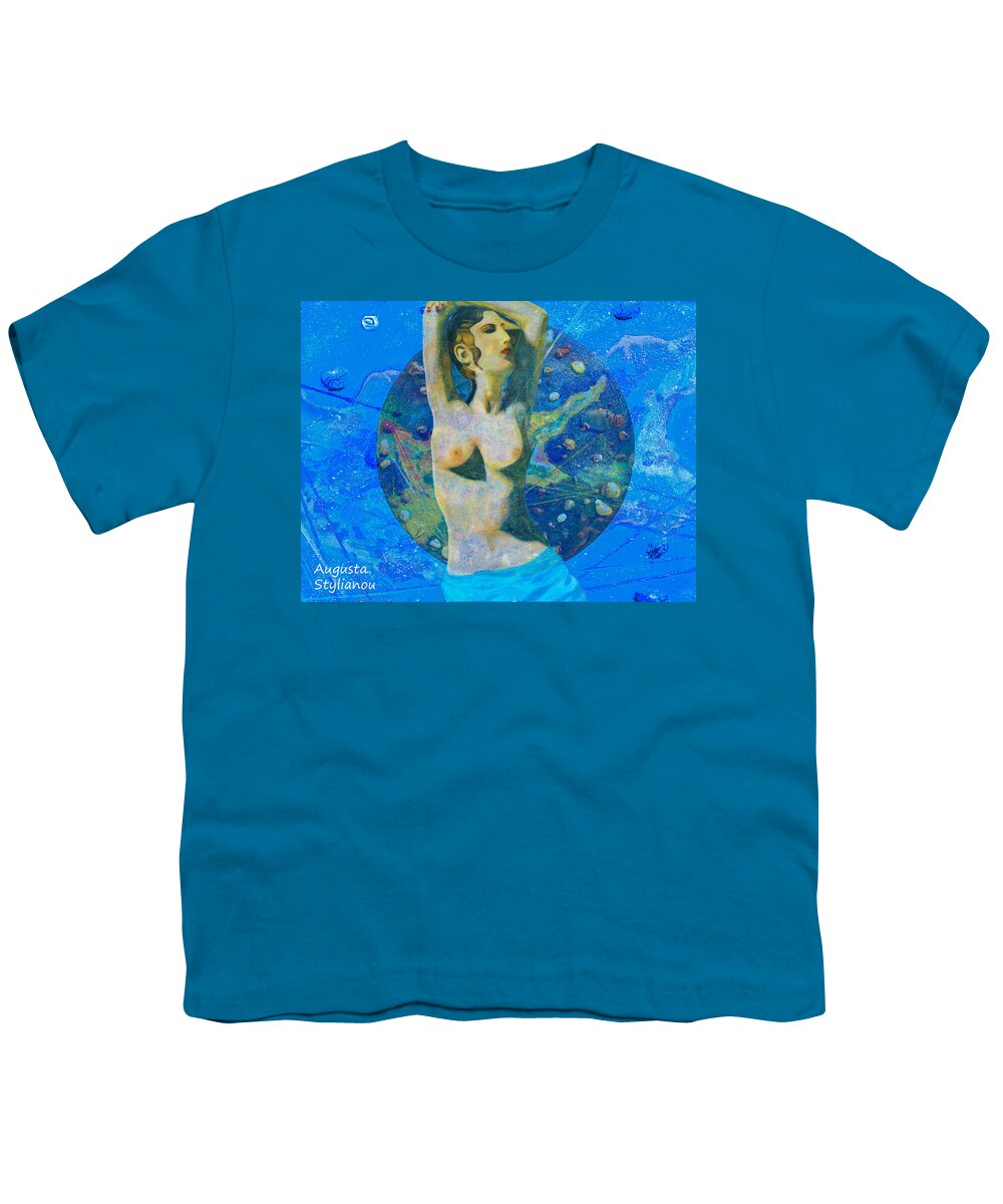 Modern Map Youth T-Shirt featuring the digital art Aphrodite and Cyprus Map by Augusta Stylianou
