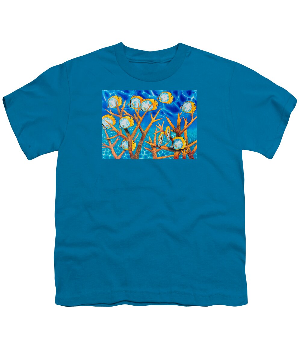 Butterfly Fish Youth T-Shirt featuring the painting Butterfly Fish by Daniel Jean-Baptiste