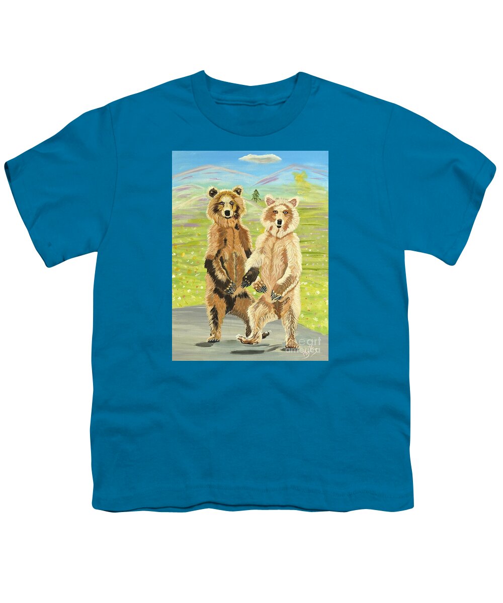 Alaska Youth T-Shirt featuring the painting Hoedown on the Tundra by Phyllis Kaltenbach