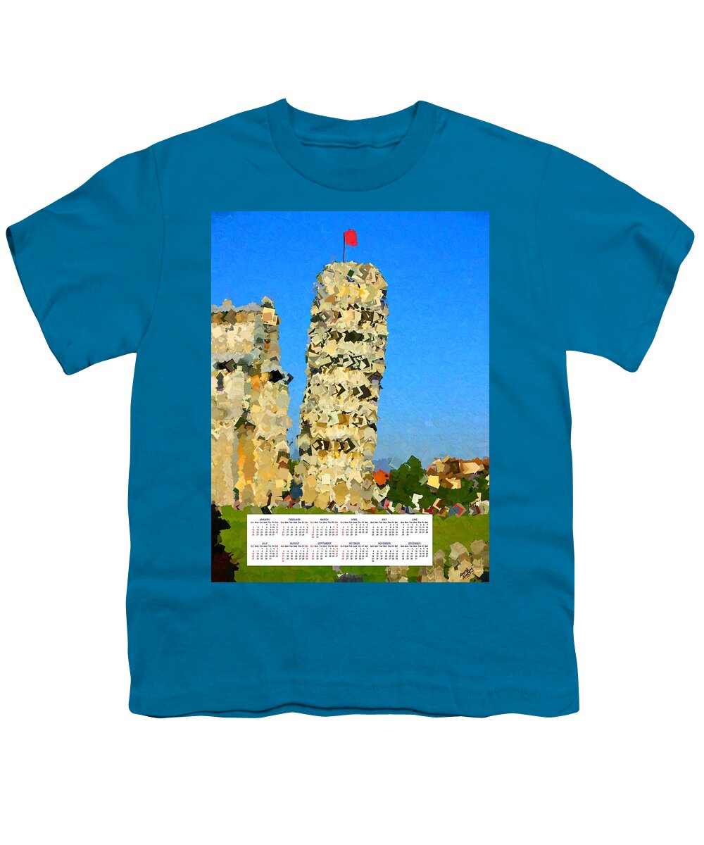 Pisa Youth T-Shirt featuring the painting Leaning Tower of Pisa 2014 Calendar by Bruce Nutting