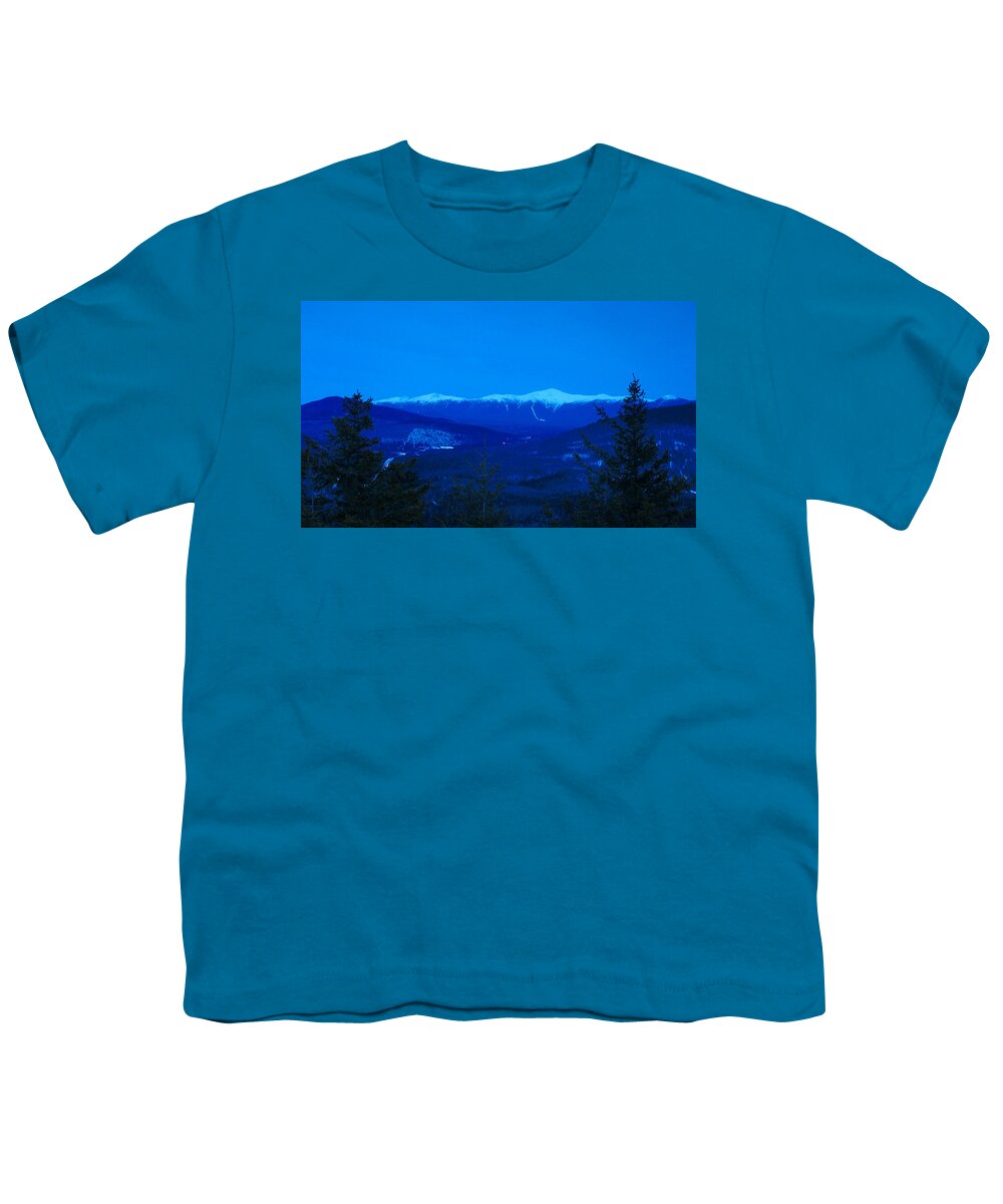 Mount Washington Youth T-Shirt featuring the photograph Mount Washington and the Presidential Range at Twilight from Mount Sugarloaf by John Burk