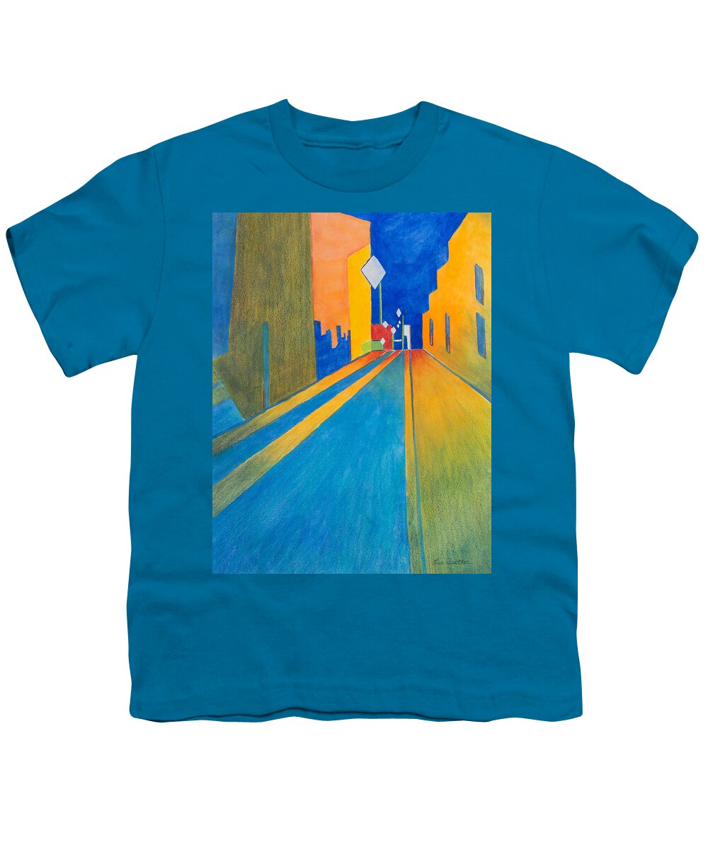 Watercolor Youth T-Shirt featuring the painting Orange France at Night by Lee Beuther