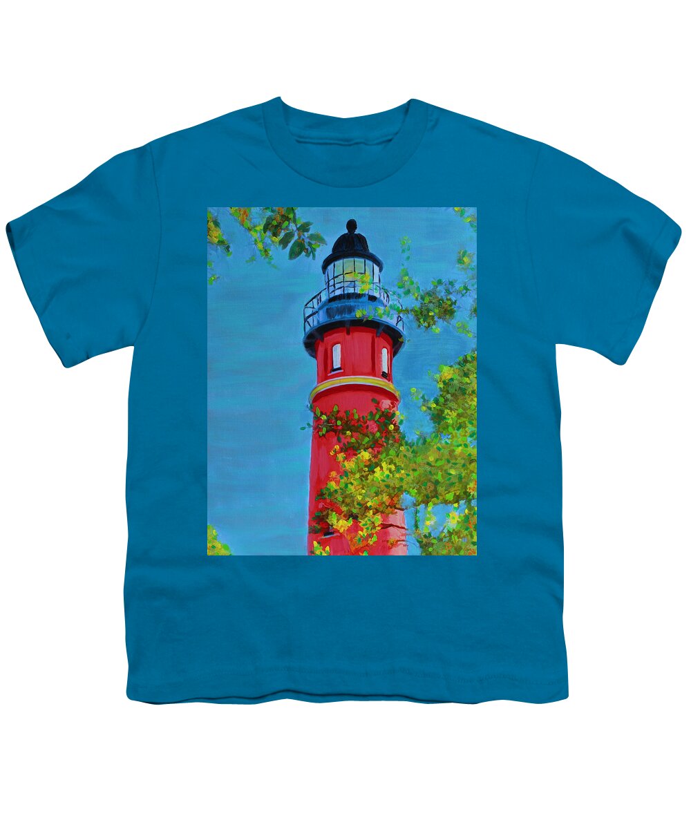 Lighthouse Youth T-Shirt featuring the painting Top Of The House by Deborah Boyd