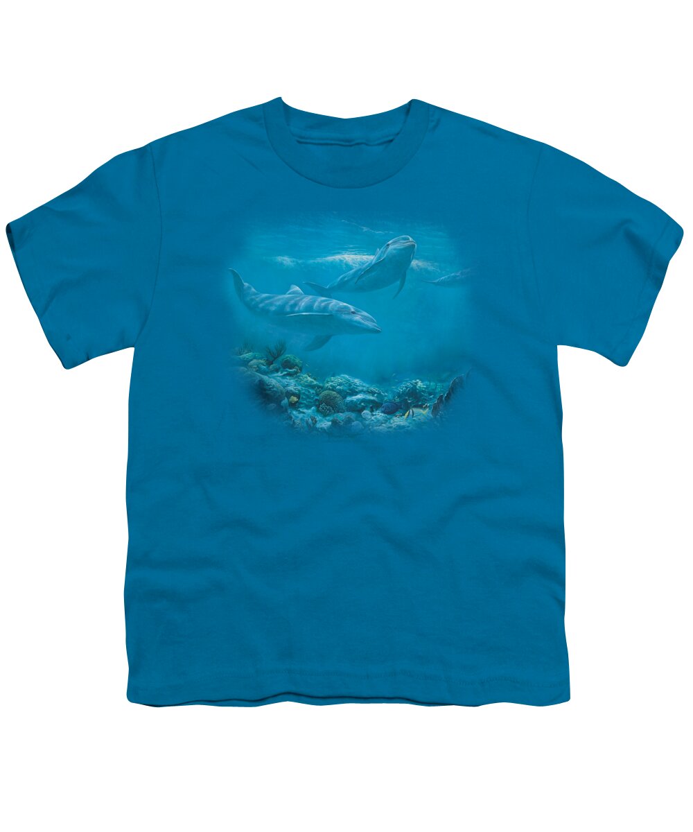 Wildlife Youth T-Shirt featuring the digital art Wildlife - Bottlenosed Dolphins by Brand A