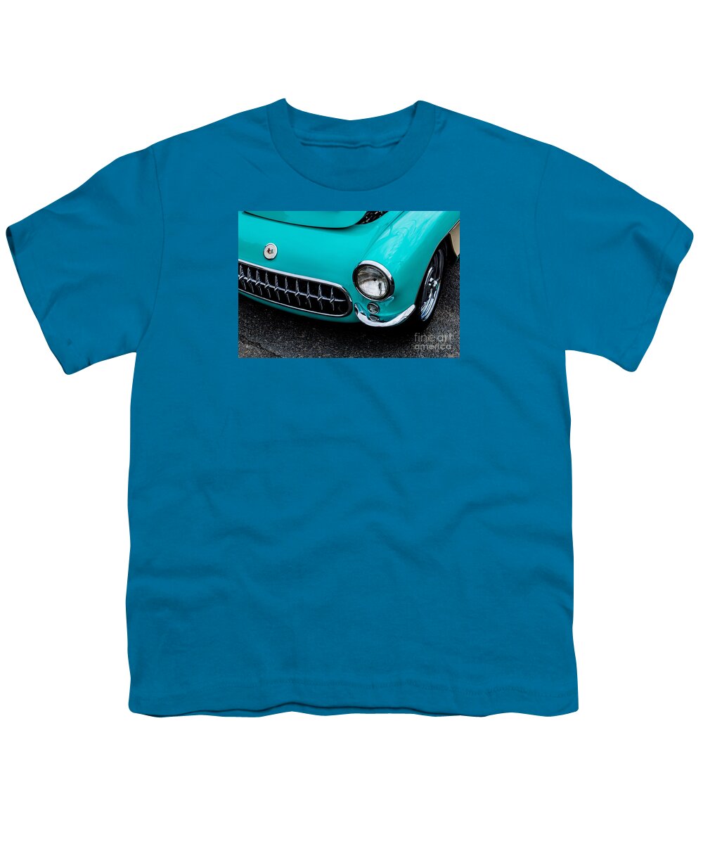 1956 Youth T-Shirt featuring the photograph 1956 Chevrolet Corvette Front Grill by M G Whittingham