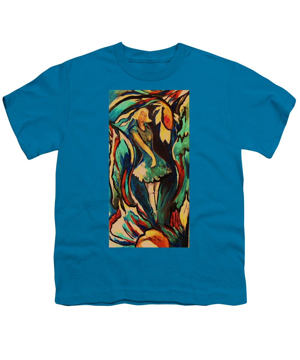 Flower Youth T-Shirt featuring the painting Bloomed #2 by Dawn Caravetta Fisher