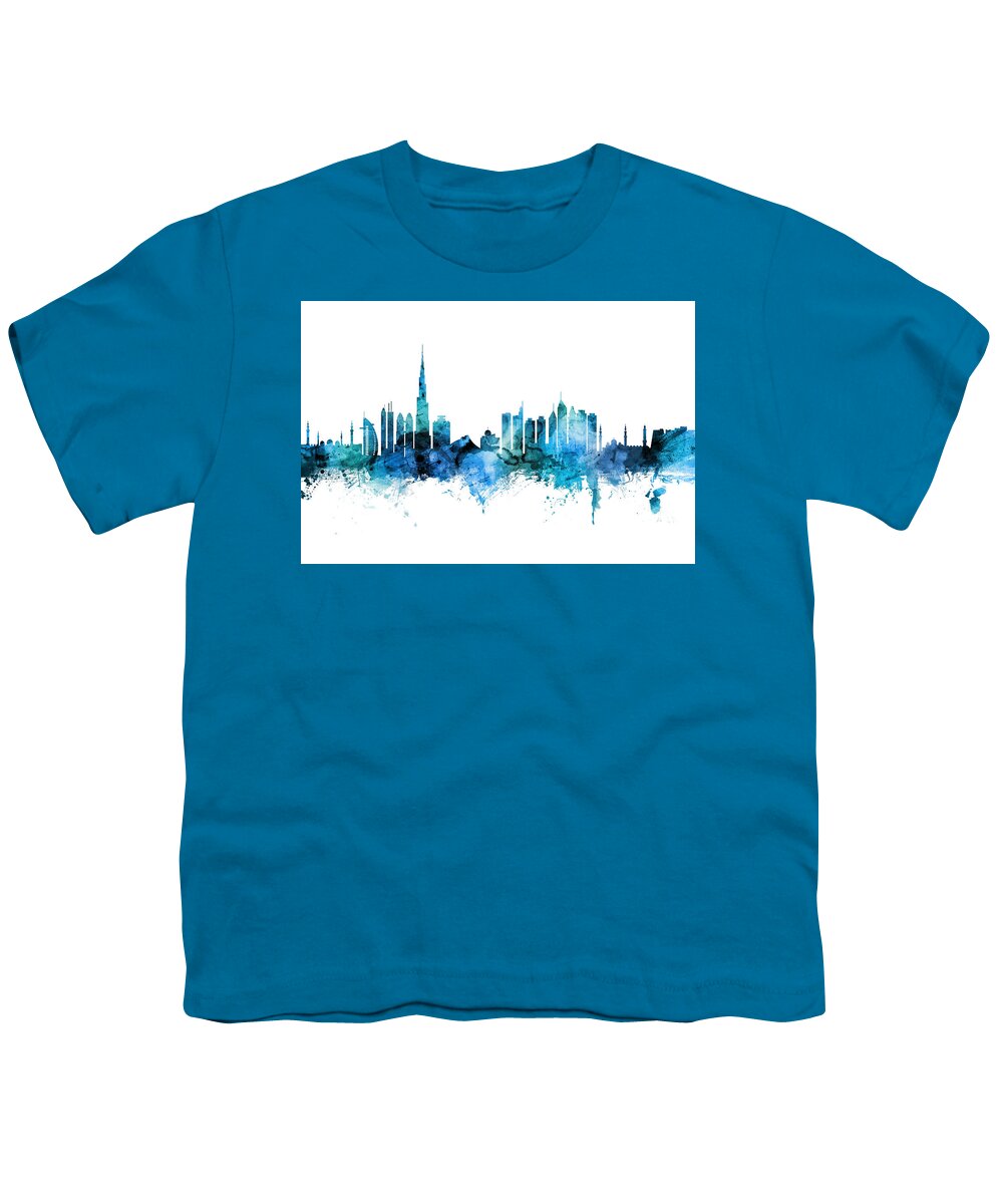 Dubai Youth T-Shirt featuring the digital art Dubai Skyline #6 by Michael Tompsett