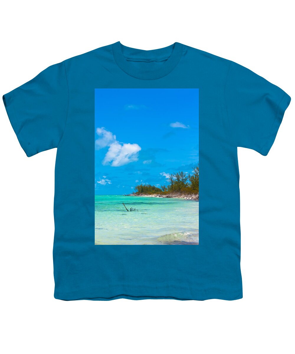 Aquamarine Youth T-Shirt featuring the photograph Beach at North Bimini by Ed Gleichman