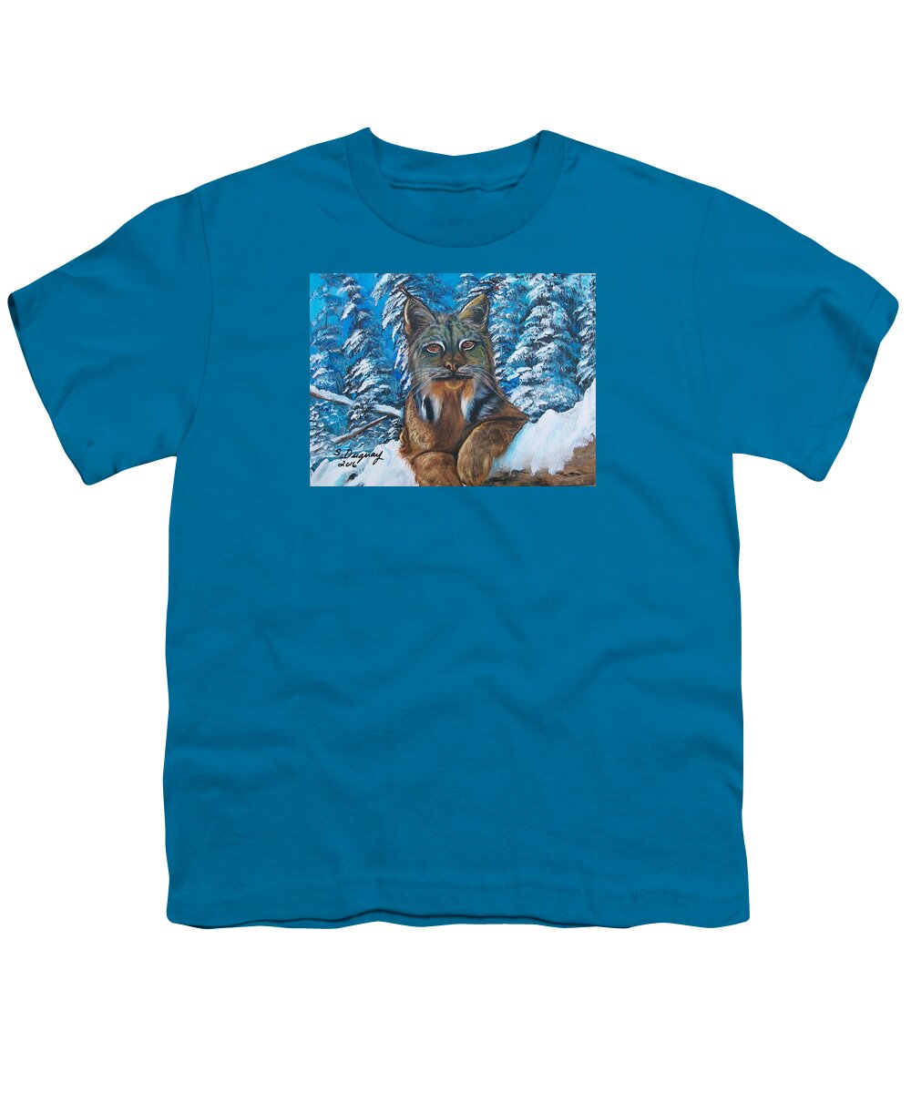 Orange Youth T-Shirt featuring the painting Canadian Lynx by Sharon Duguay