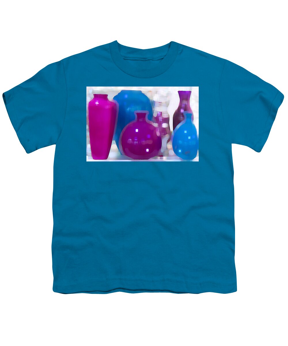 Vase Youth T-Shirt featuring the digital art Colorful Vases II - Still Life by Ben and Raisa Gertsberg