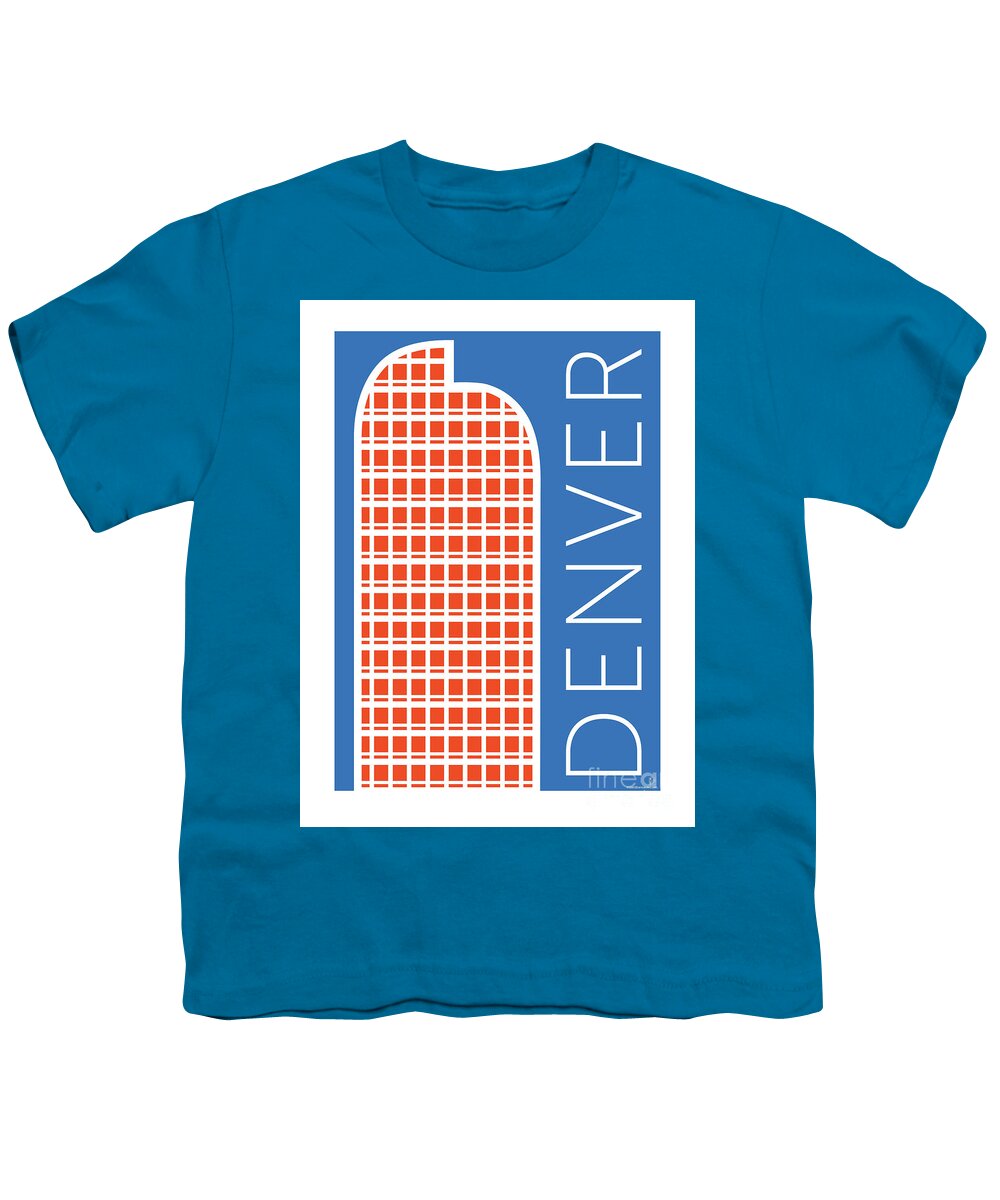 Denver Youth T-Shirt featuring the digital art DENVER Cash Register Bldg/Blue by Sam Brennan