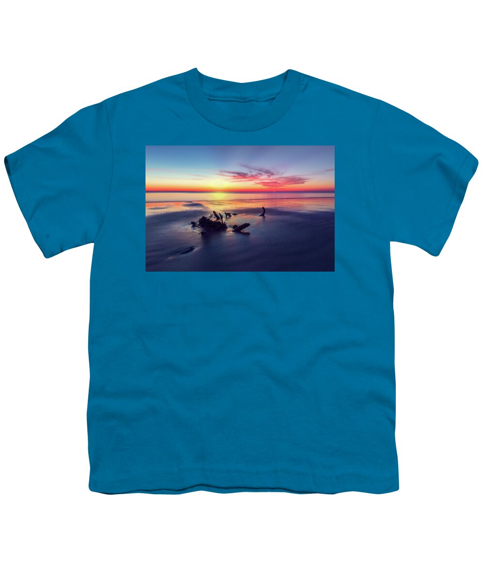 Clouds Youth T-Shirt featuring the photograph Driftwood at Dawn by Debra and Dave Vanderlaan