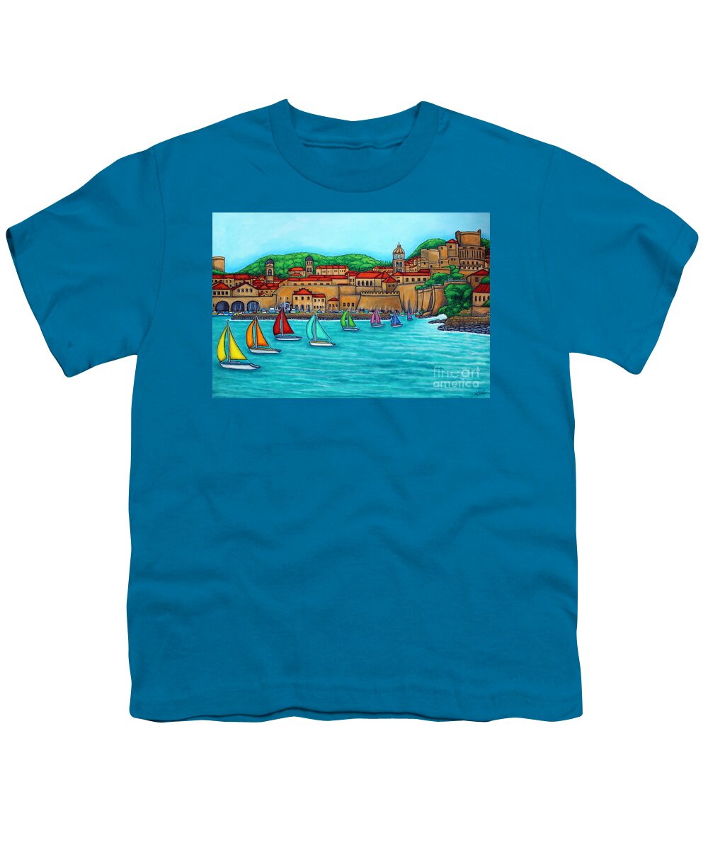 Dubrovnik Youth T-Shirt featuring the painting Dubrovnik Regatta by Lisa Lorenz