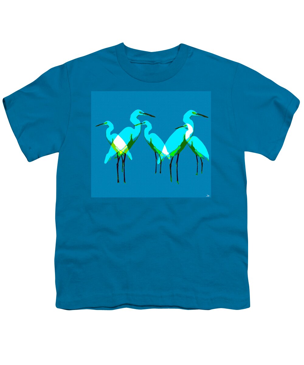 Egret Youth T-Shirt featuring the painting Five Egrets by David Lee Thompson