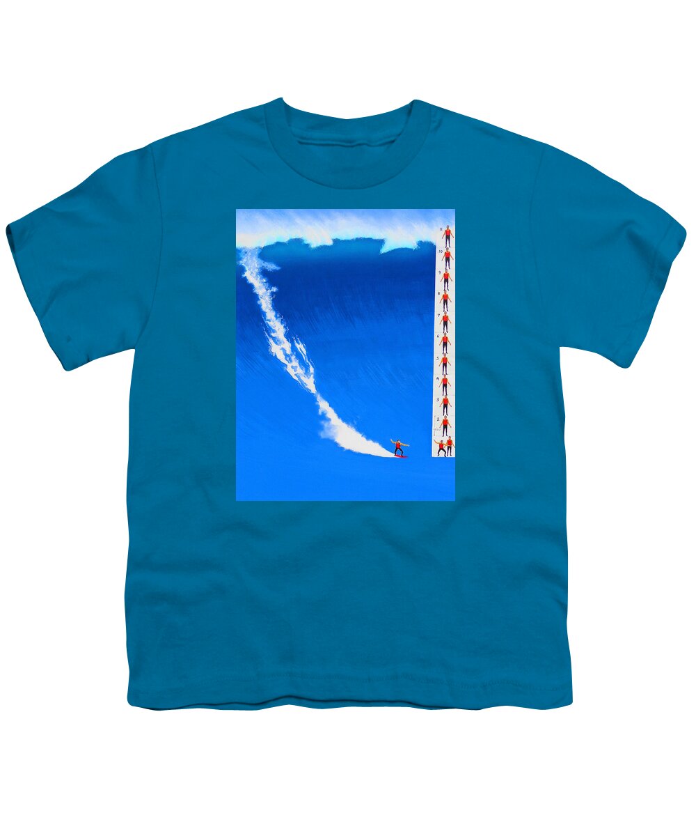 Surfing Youth T-Shirt featuring the painting Analysis of Nazare 11-1-2011 by John Kaelin